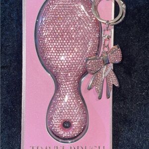 Glitz and glam Glitter Travel Hair Brush with Bow Keychain
